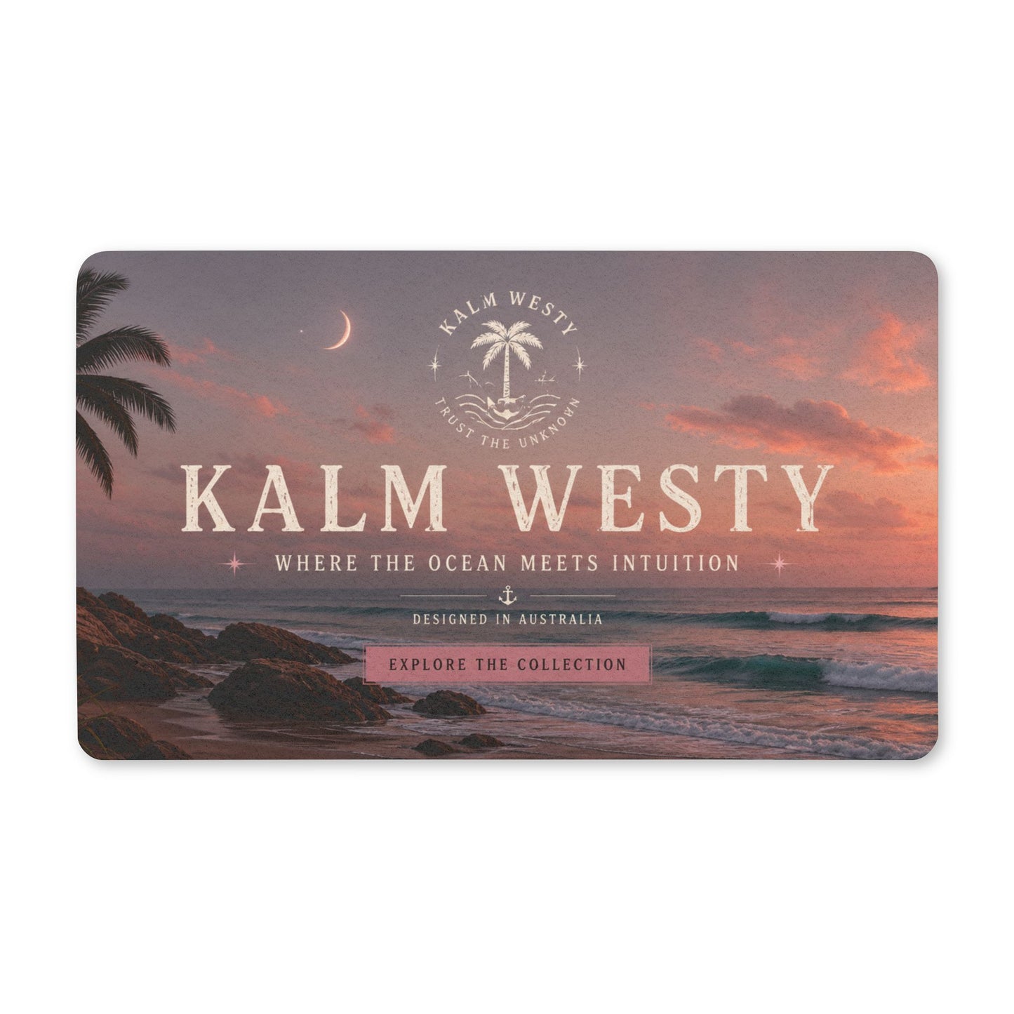 Kalm Westy Polyester Doormat — Coastal Sunset Welcome Mat (Where the Ocean Meets Intuition)