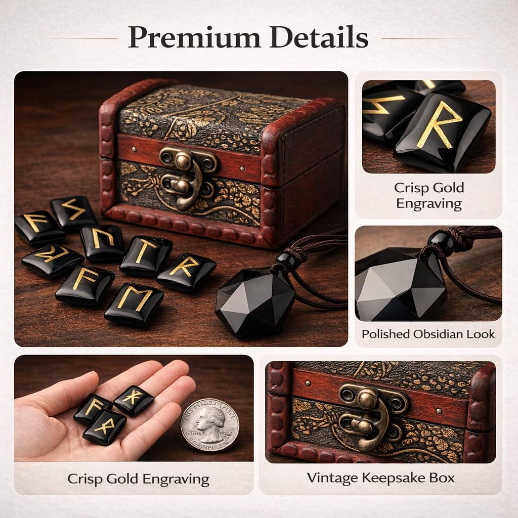 Elder Futhark Rune Set – Crystal Divination Stones with Box | Kalm Westy