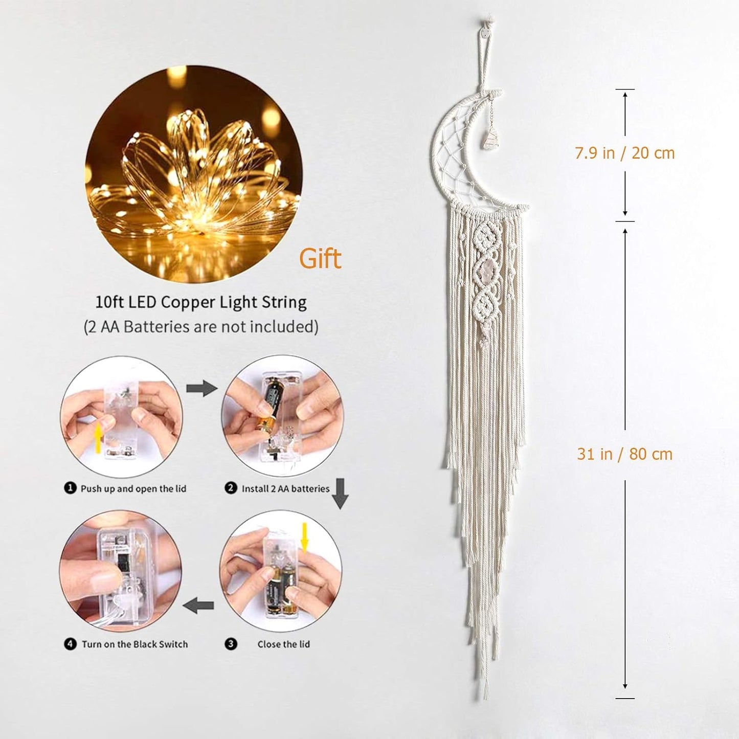 Moon Dreamcatcher Wall Hanging – Boho Macrame Decor | Kalm Westy