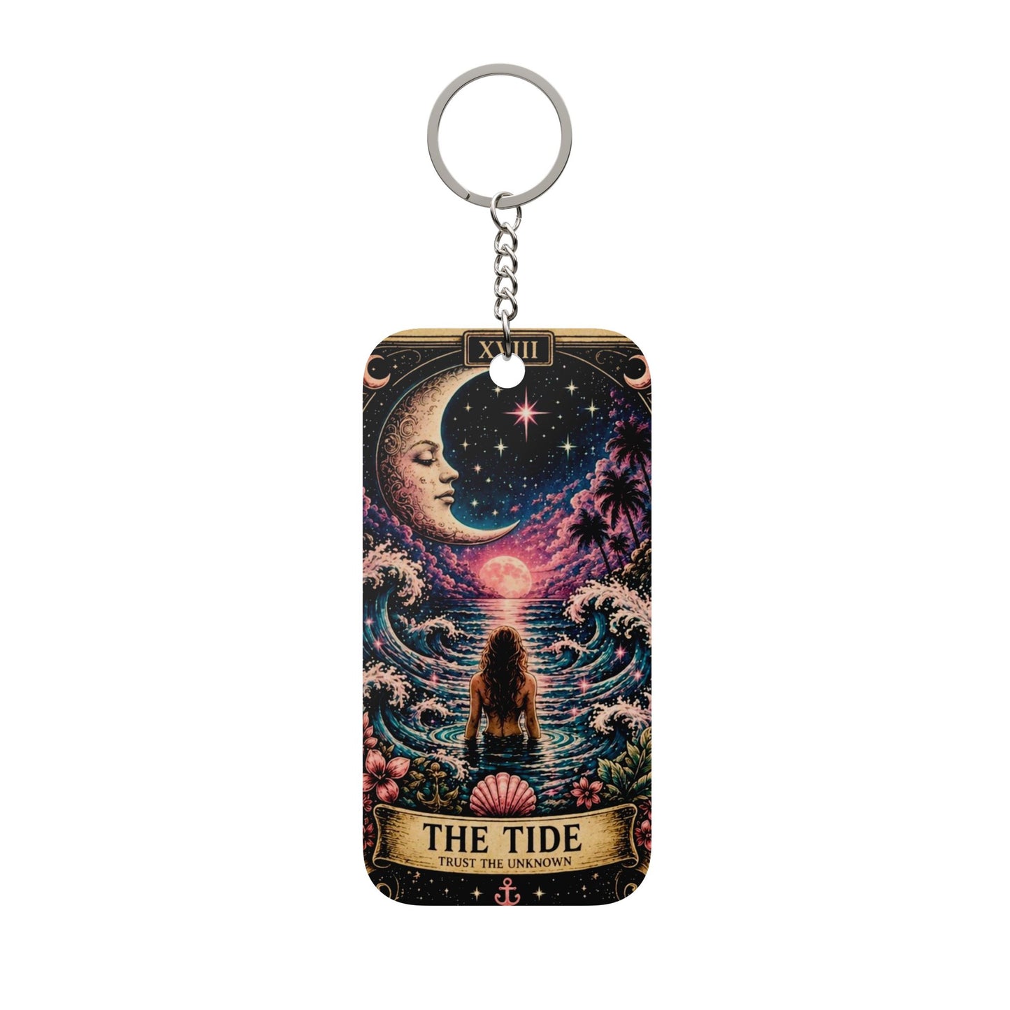 Double-Sided Keychain — Tarot-Inspired 'The Tide' & 'The Stars' Charm