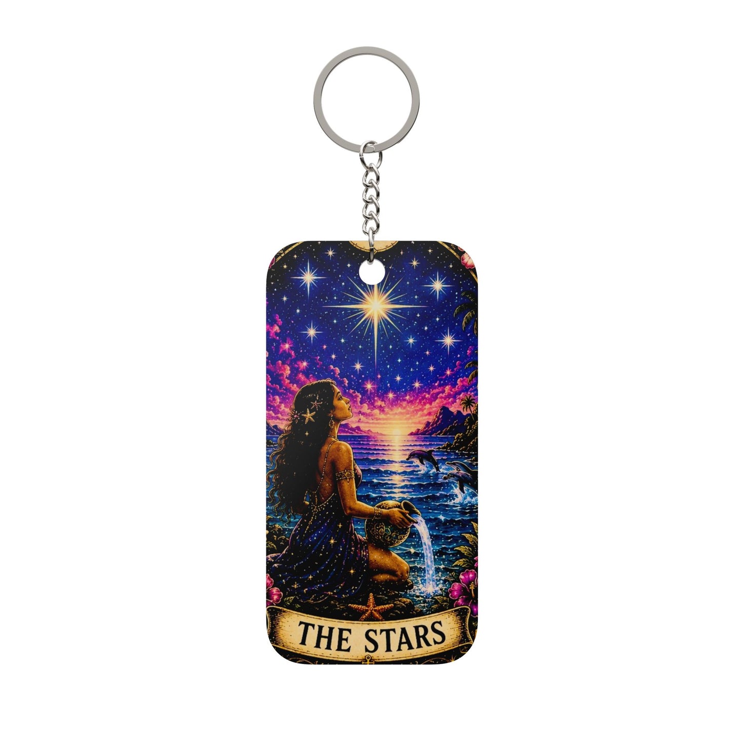 Double-Sided Keychain — Tarot-Inspired 'The Tide' & 'The Stars' Charm