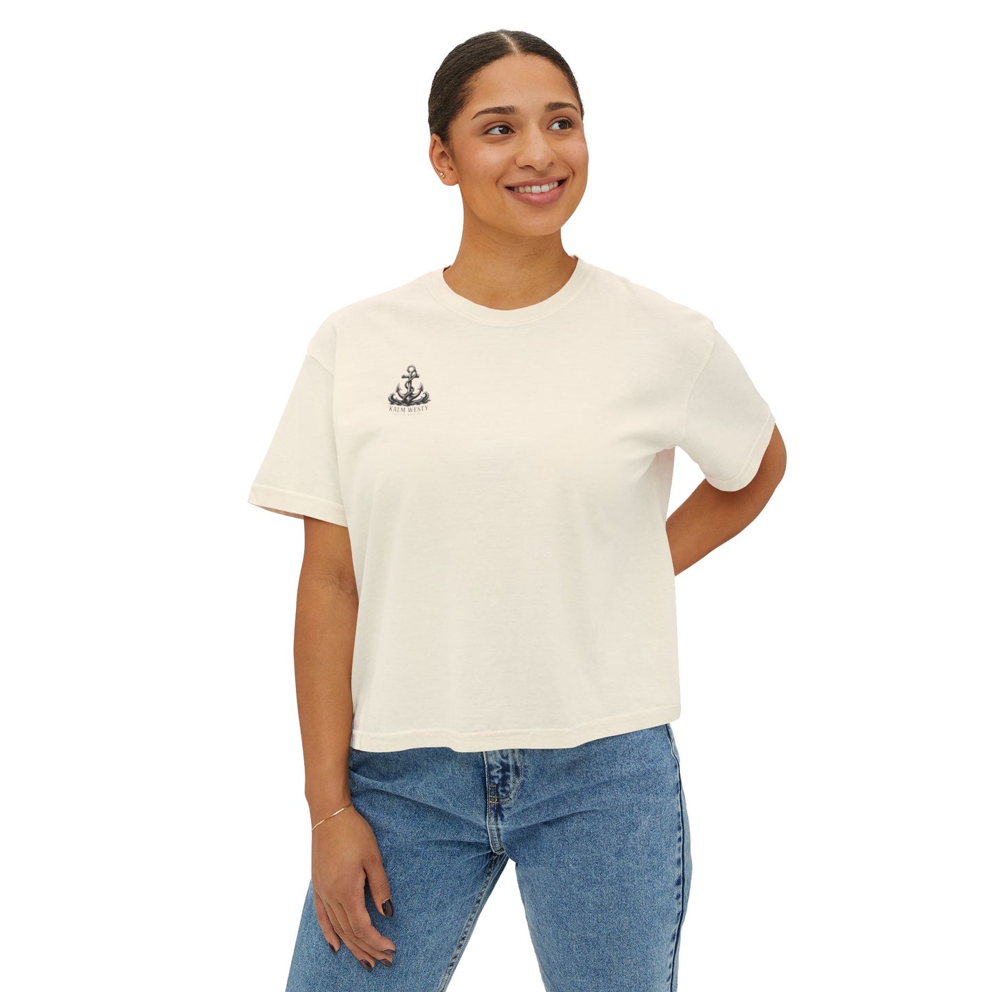 Boxy Graphic Tee – Tropical Anchor Coastal T-Shirt | Kalm Westy 🌺🌊
