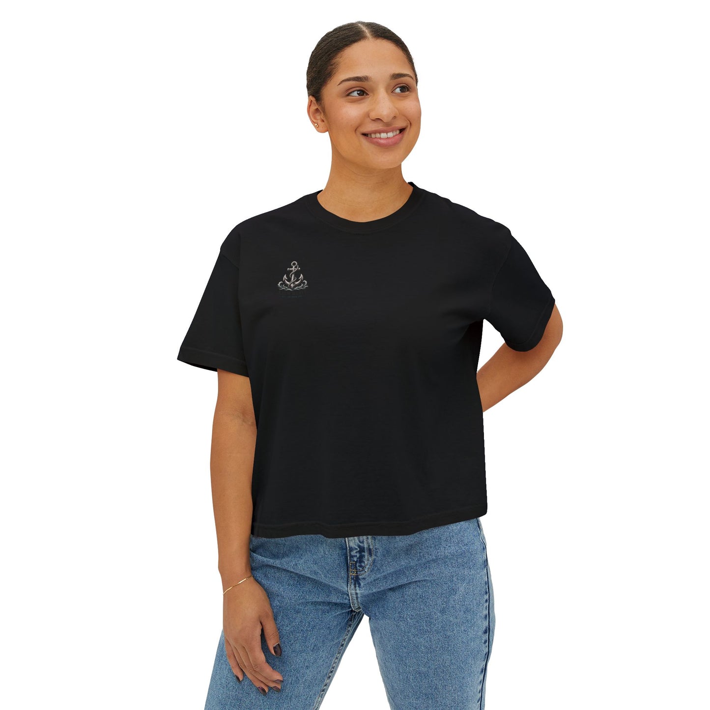 Boxy Graphic Tee – Tropical Anchor Coastal T-Shirt | Kalm Westy 🌺🌊