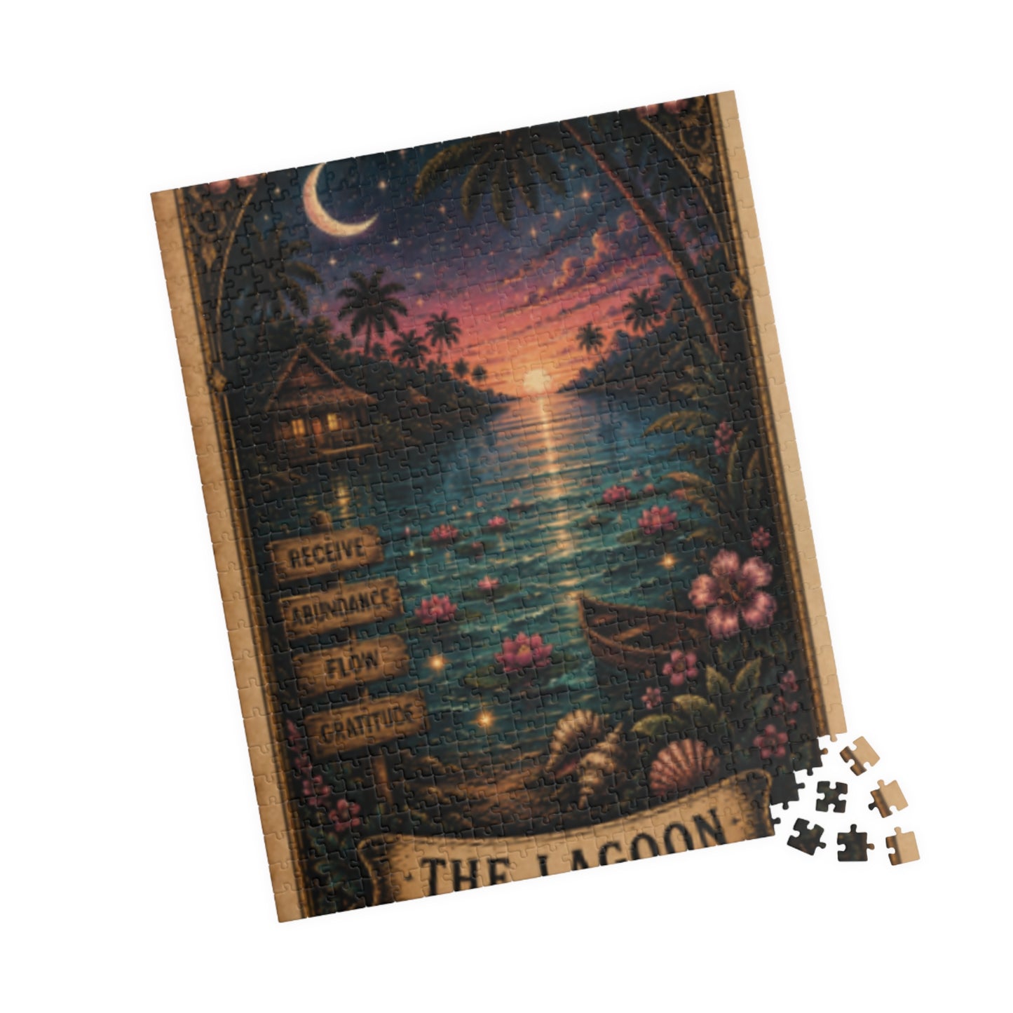 The Lagoon Jigsaw Puzzle — Tropical Tarot Art Puzzle (110–1014 Pieces)