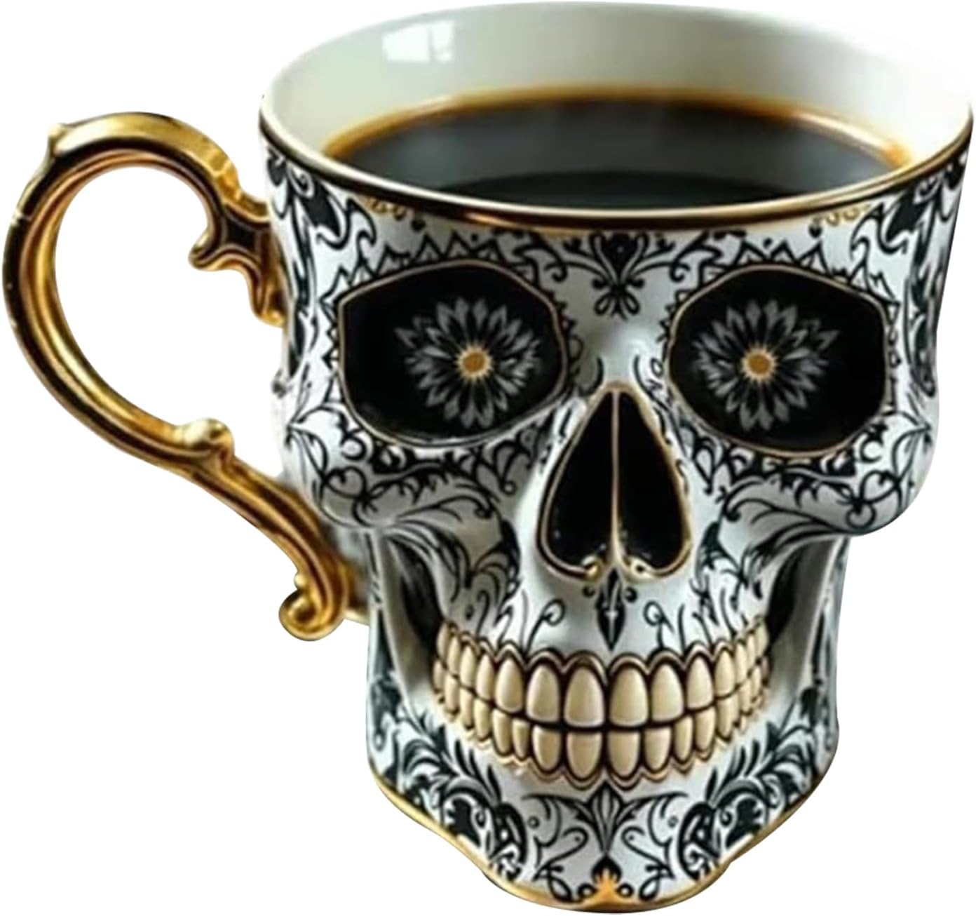 Skull Coffee Mug Halloween Resin Coffee Cup Skeleton Head Mug Street Fashion Drinkware Collectible Decoration Dark Art for Home Hotel Camping Dorm Apartment
