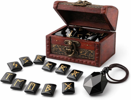 Elder Futhark Rune Set – Crystal Divination Stones with Box | Kalm Westy