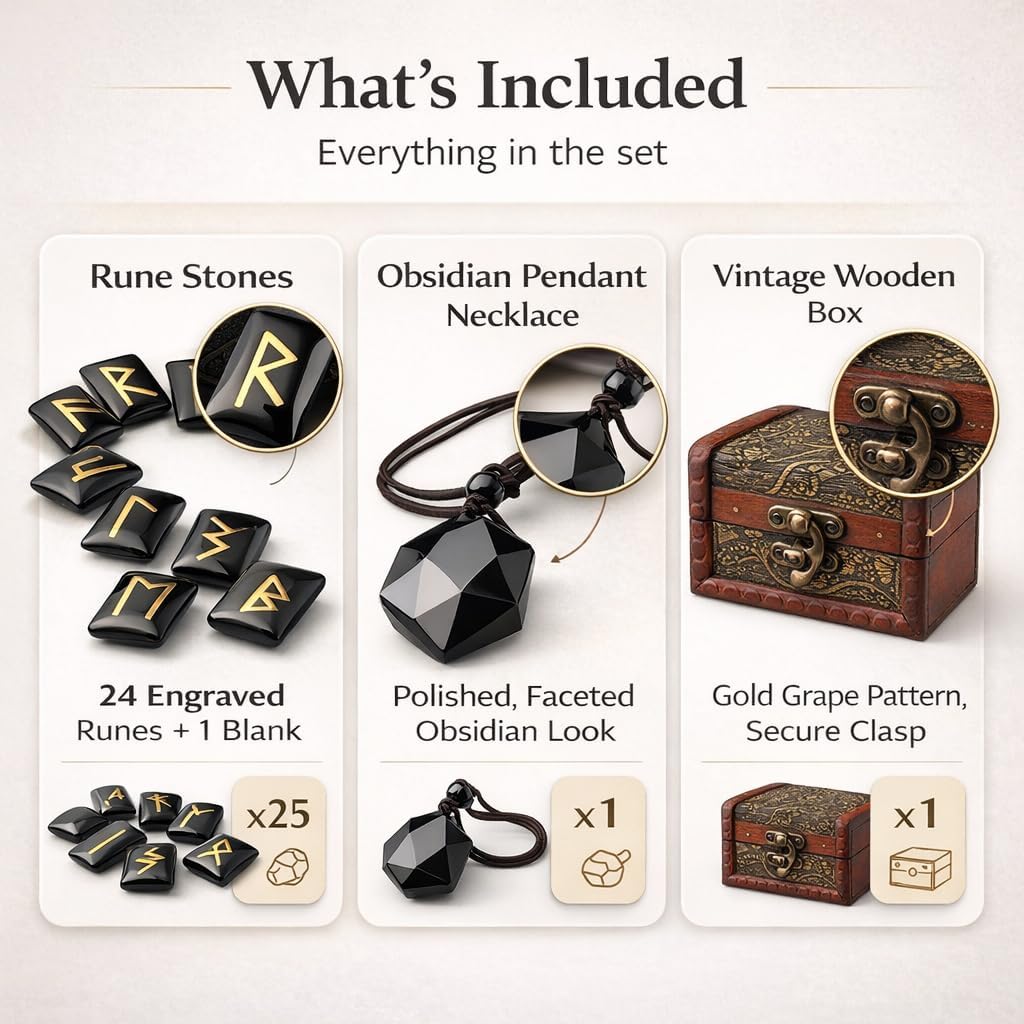 Elder Futhark Rune Set – Crystal Divination Stones with Box | Kalm Westy