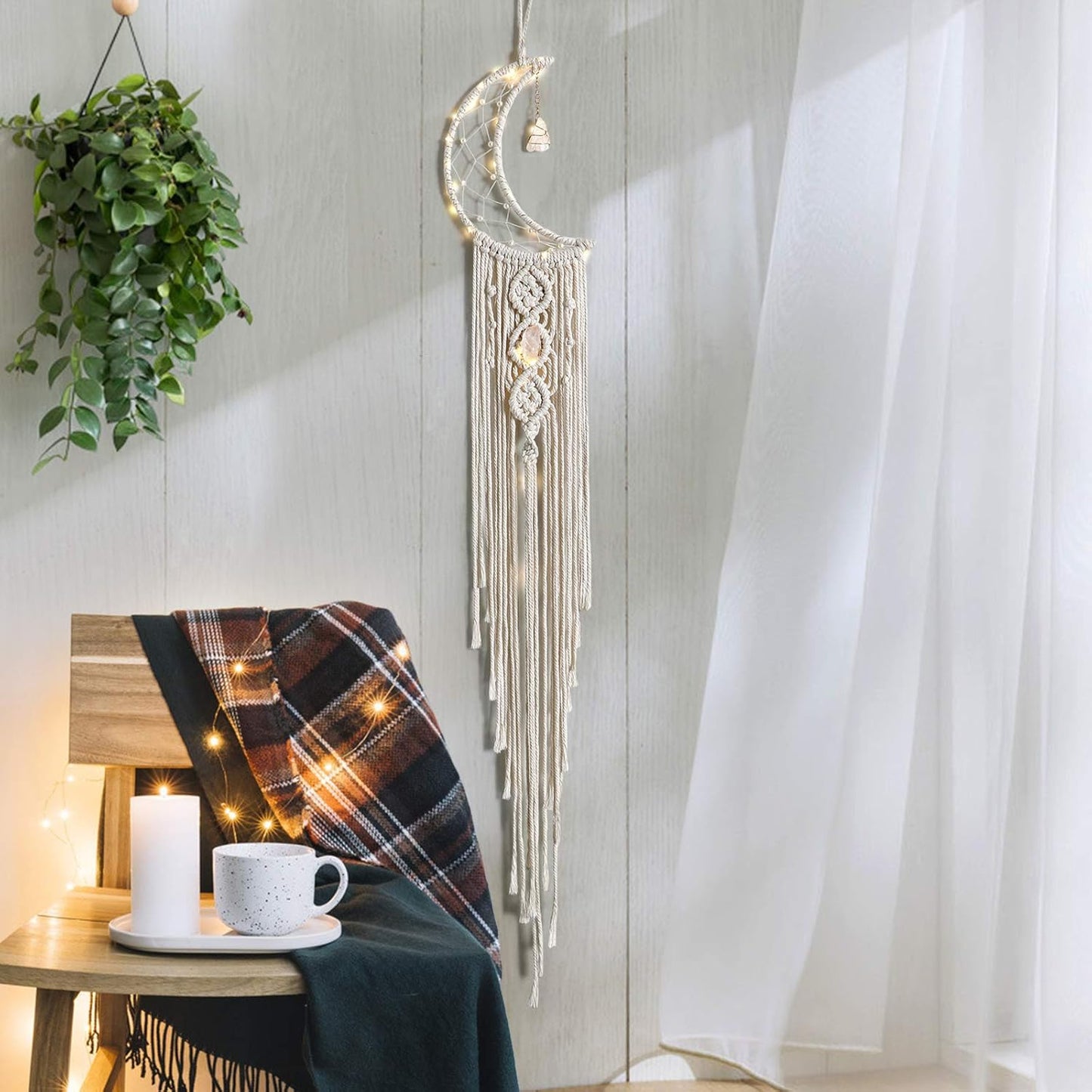 Moon Dreamcatcher Wall Hanging – Boho Macrame Decor | Kalm Westy