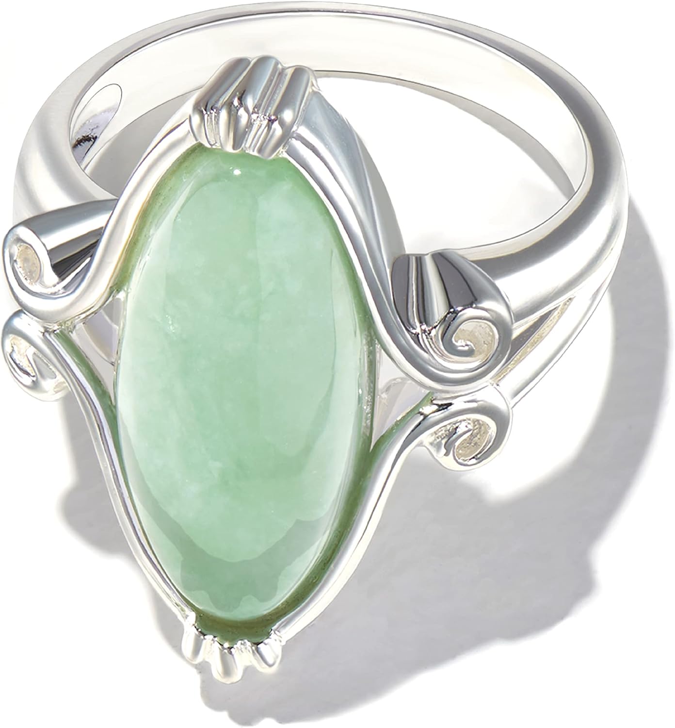 Sterling Silver Green Jade Ring – Lunar Tide Statement Ring 🌙💚