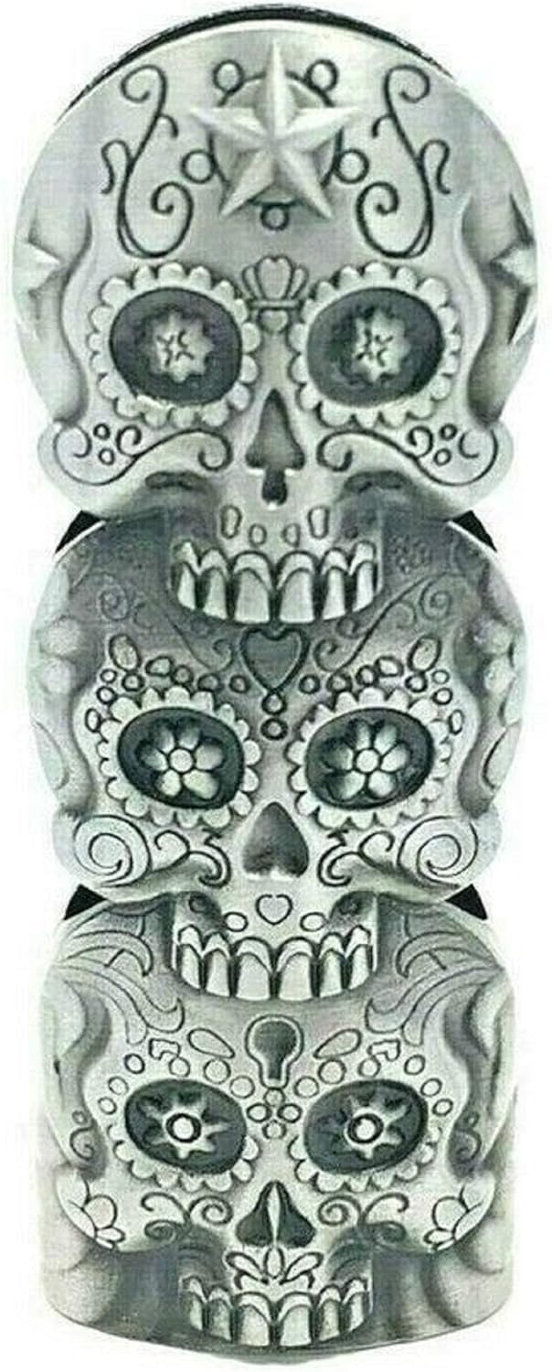 Three Skull Face Skeleton Metal Lighter Case Cover Holder fits BIC Full Standard Size Lighter J6