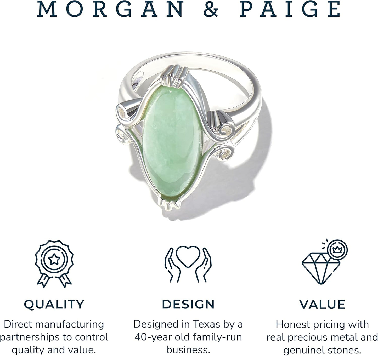 Sterling Silver Green Jade Ring – Lunar Tide Statement Ring 🌙💚