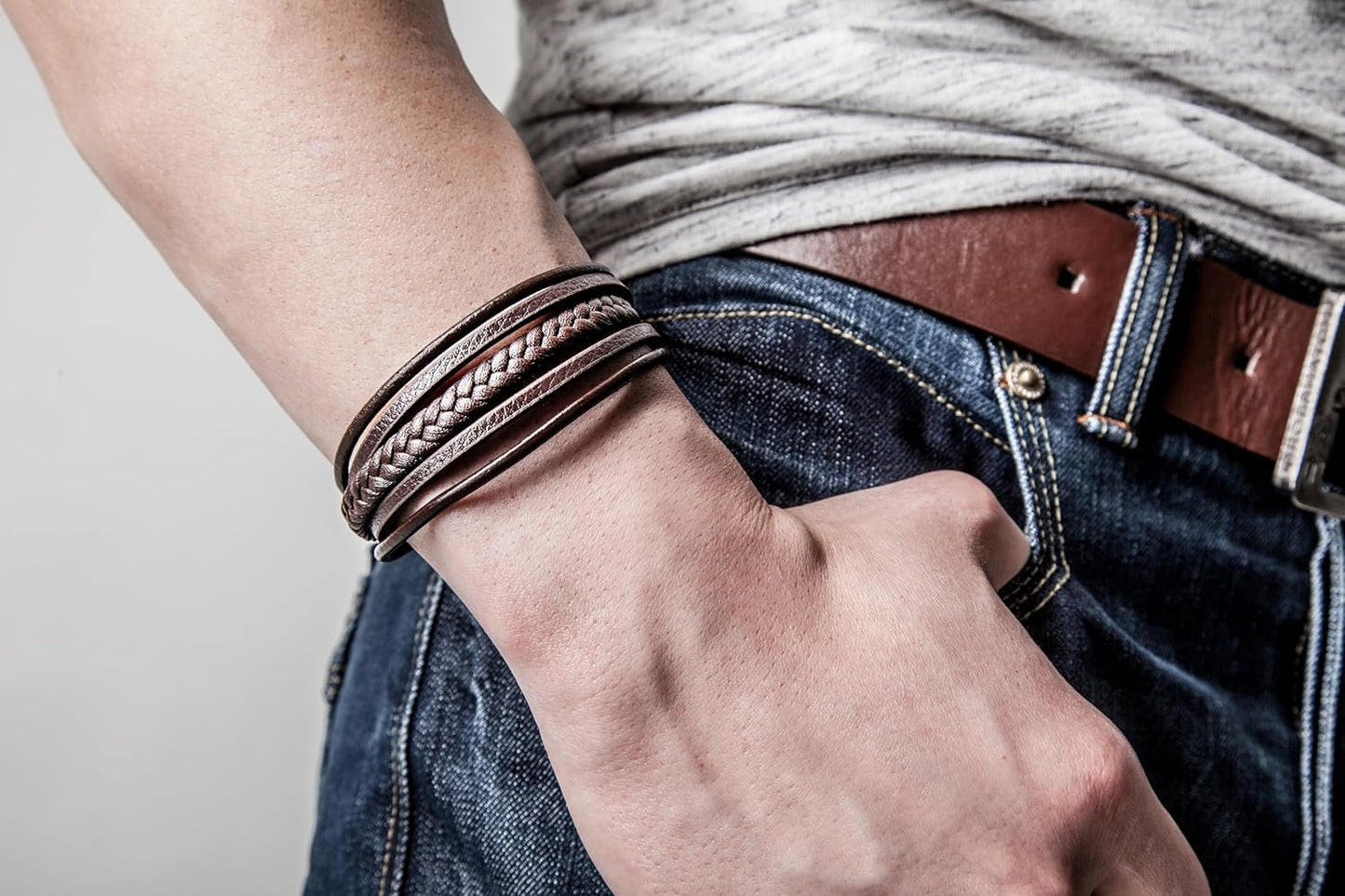 Coastal Tide Braided Leather Bracelet – Magnetic Clasp Edition 🌊