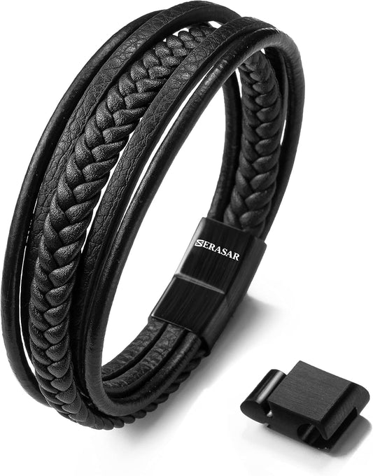 Coastal Tide Braided Leather Bracelet – Magnetic Clasp Edition 🌊