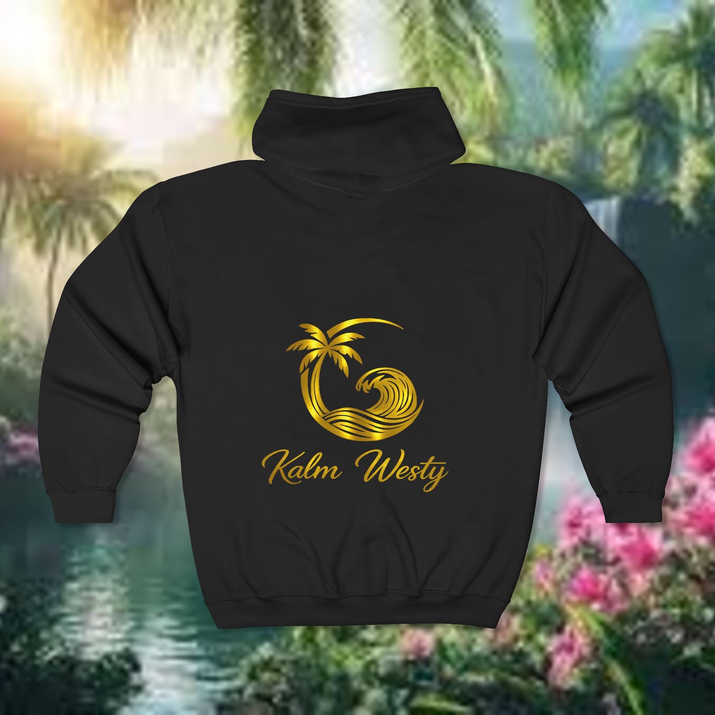 Zip Hoodie — Kalm Westy Gold Palm Logo