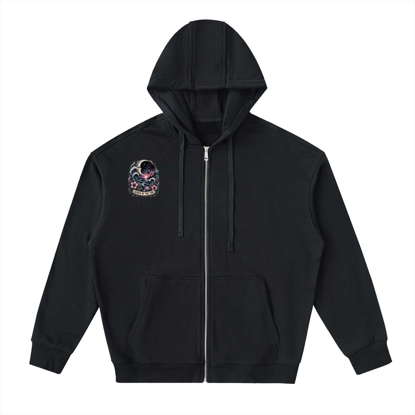 Drop-Shoulder Zip Up Hoodie